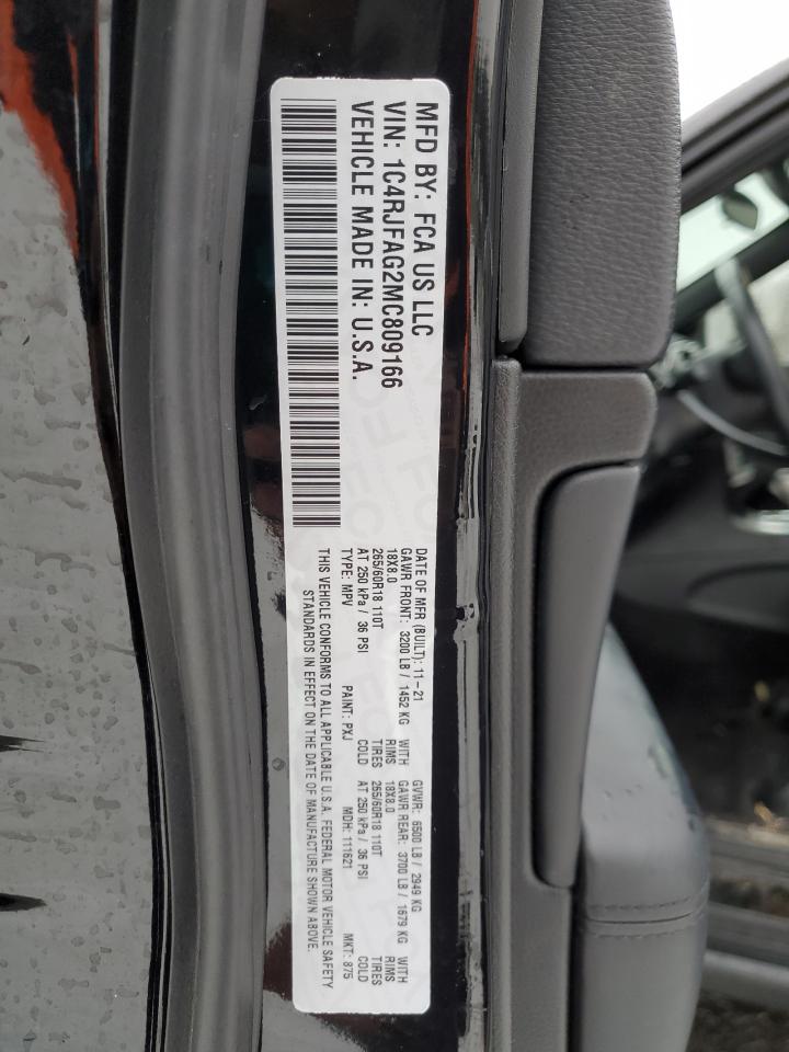 2021 Jeep Grand Cherokee VIN 1C4RJFAG2MC809166 Copart auction photo, side damage thumbnail 16