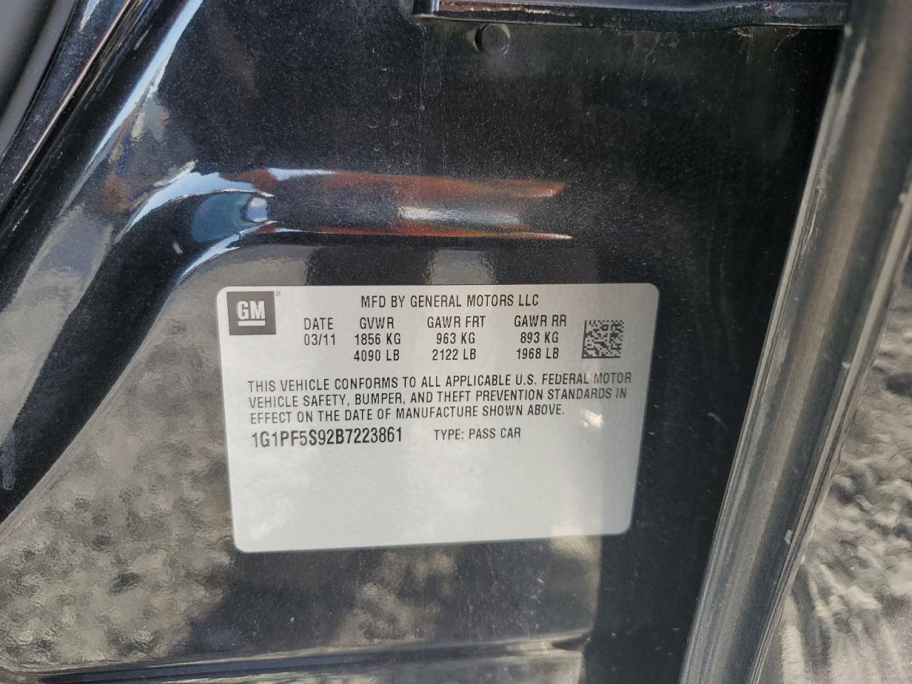 2011 Chevrolet Cruze VIN 1G1PF5S92B7223861 Copart auction photo, front end damage thumbnail 12