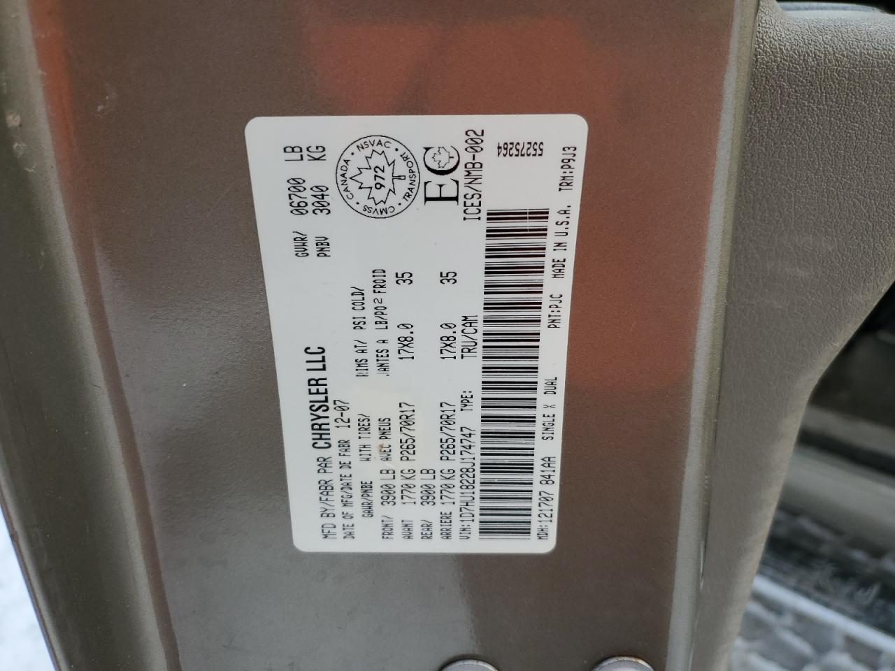 2008 Dodge RAM VIN 1D7HU18228J174747 Copart auction photo, mechanical damage thumbnail 12