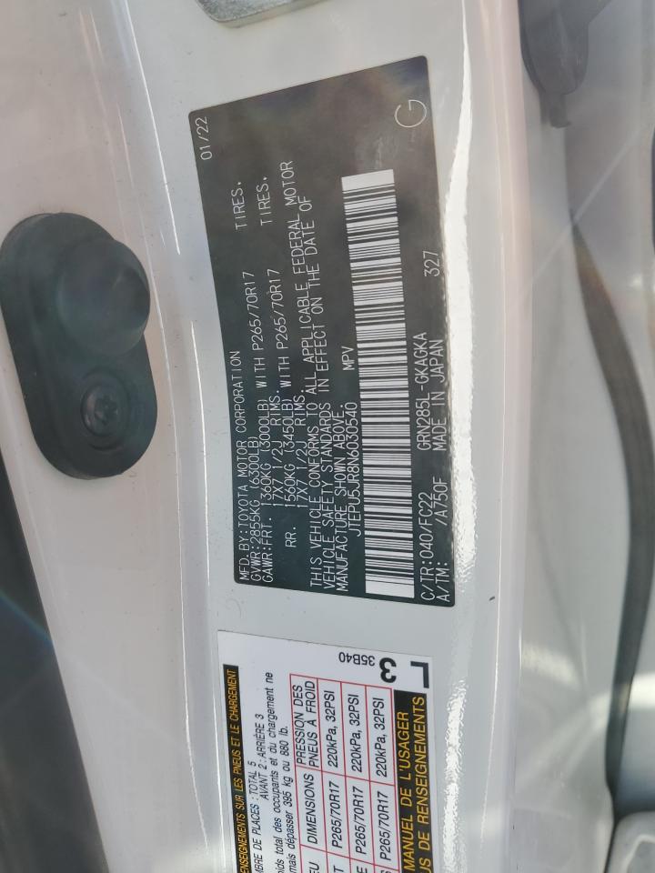 2022 Toyota 4Runner VIN JTEPU5JR8N6030540 Copart auction photo, front end / side damage thumbnail 13