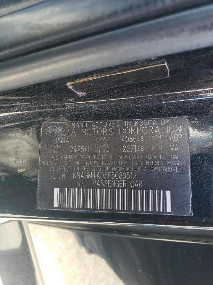 2015 KIA Optima VIN KNAGM4AD5F5083512 Copart auction photo, rear end / side damage thumbnail 14