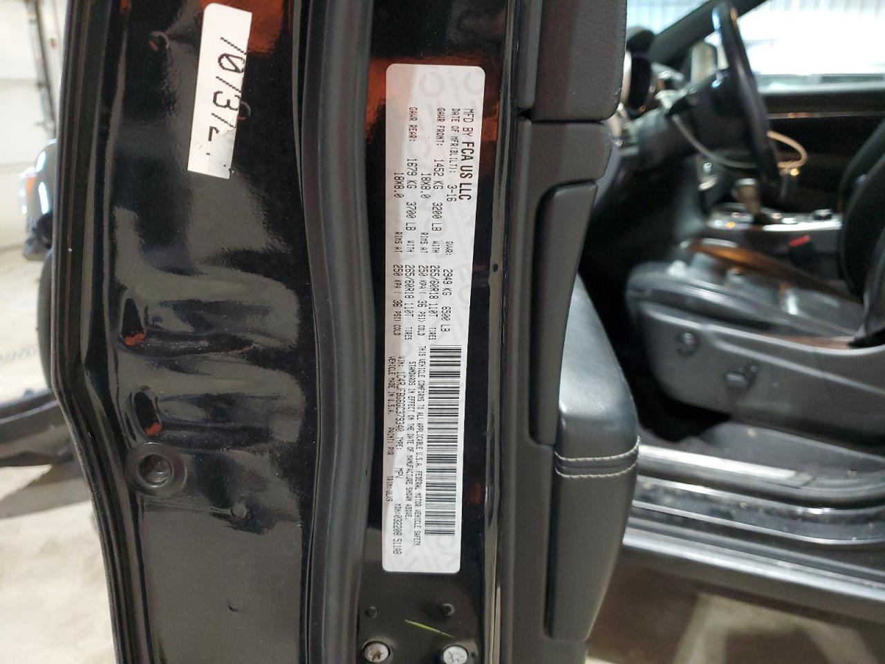 2016 Jeep Grand Cherokee VIN 1C4RJFBG6GC379340 Copart auction photo, front end damage thumbnail 14