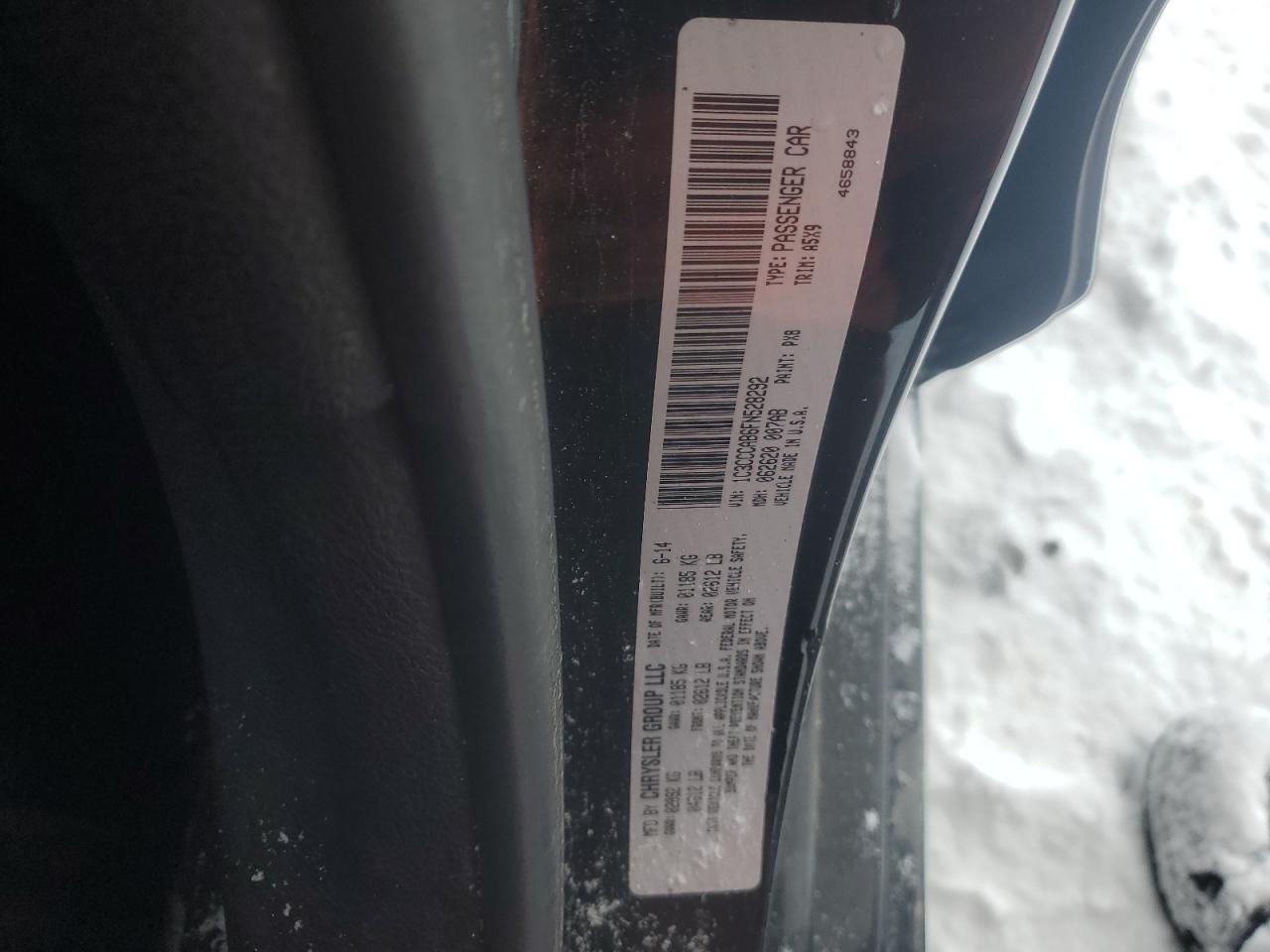 2015 Chrysler 200 VIN 1C3CCCAB6FN528292 Copart auction photo, side / front end damage thumbnail 14