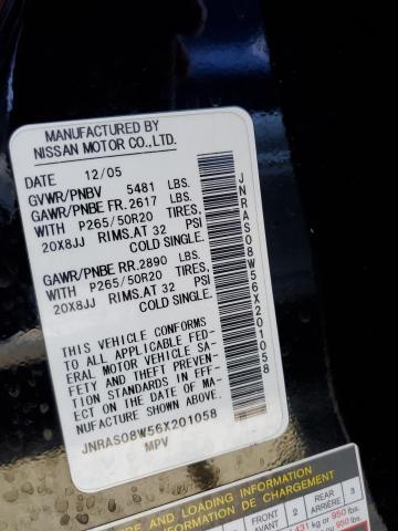 2006 Infiniti FX VIN JNRAS08W56X201058 Copart auction photo, mechanical damage thumbnail 13