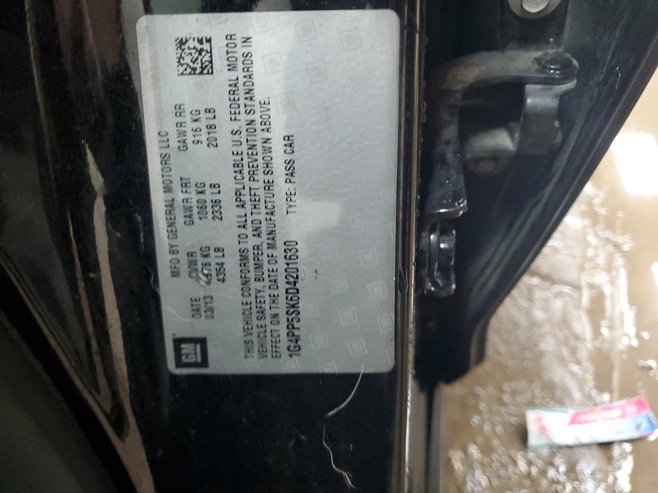 2013 Buick Verano VIN 1G4PP5SK6D4201630 Copart auction photo, rear end / front end damage thumbnail 13