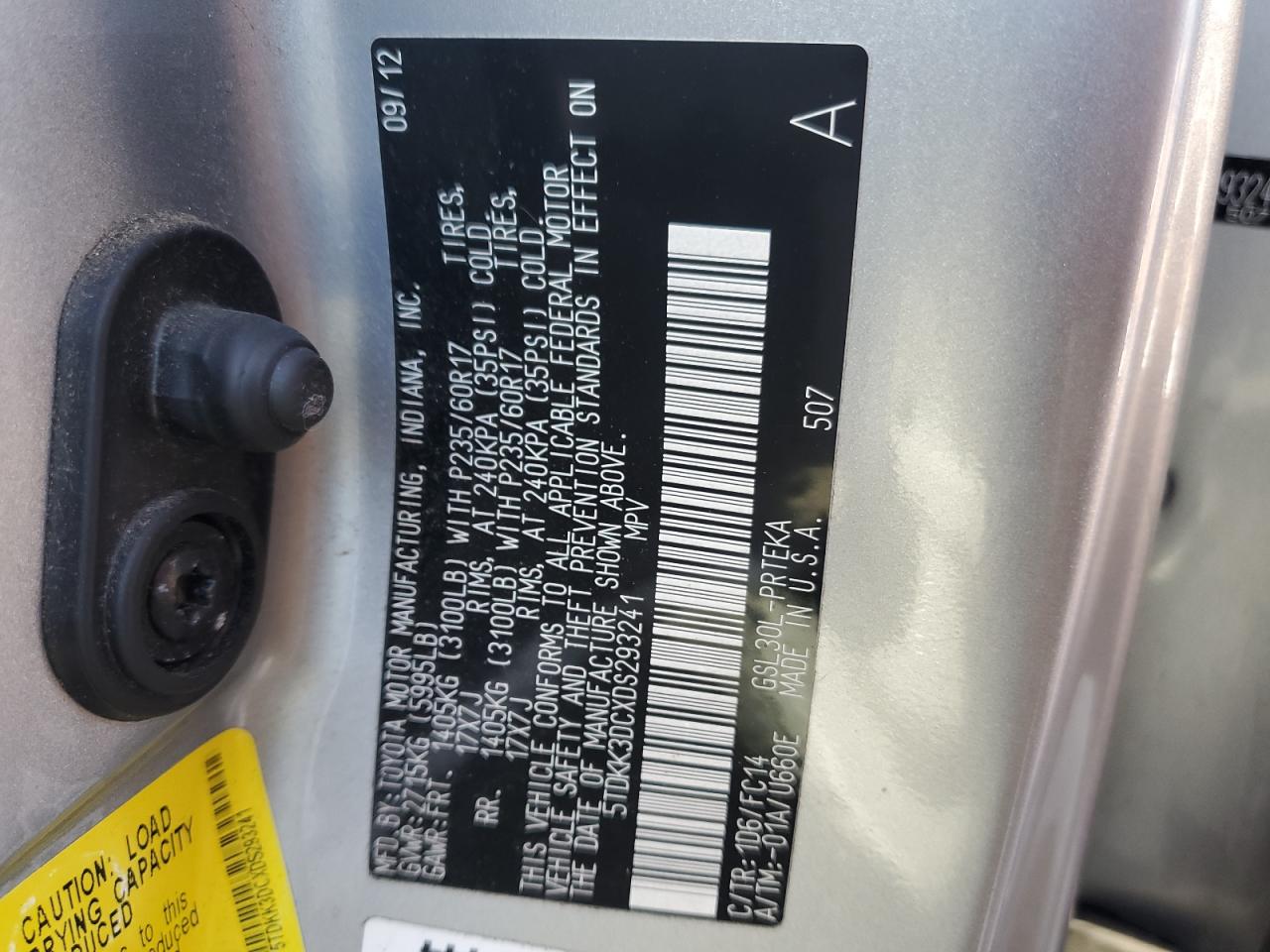 2013 Toyota Sienna VIN 5TDKK3DCXDS293241 Copart auction photo, front end / side damage thumbnail 16