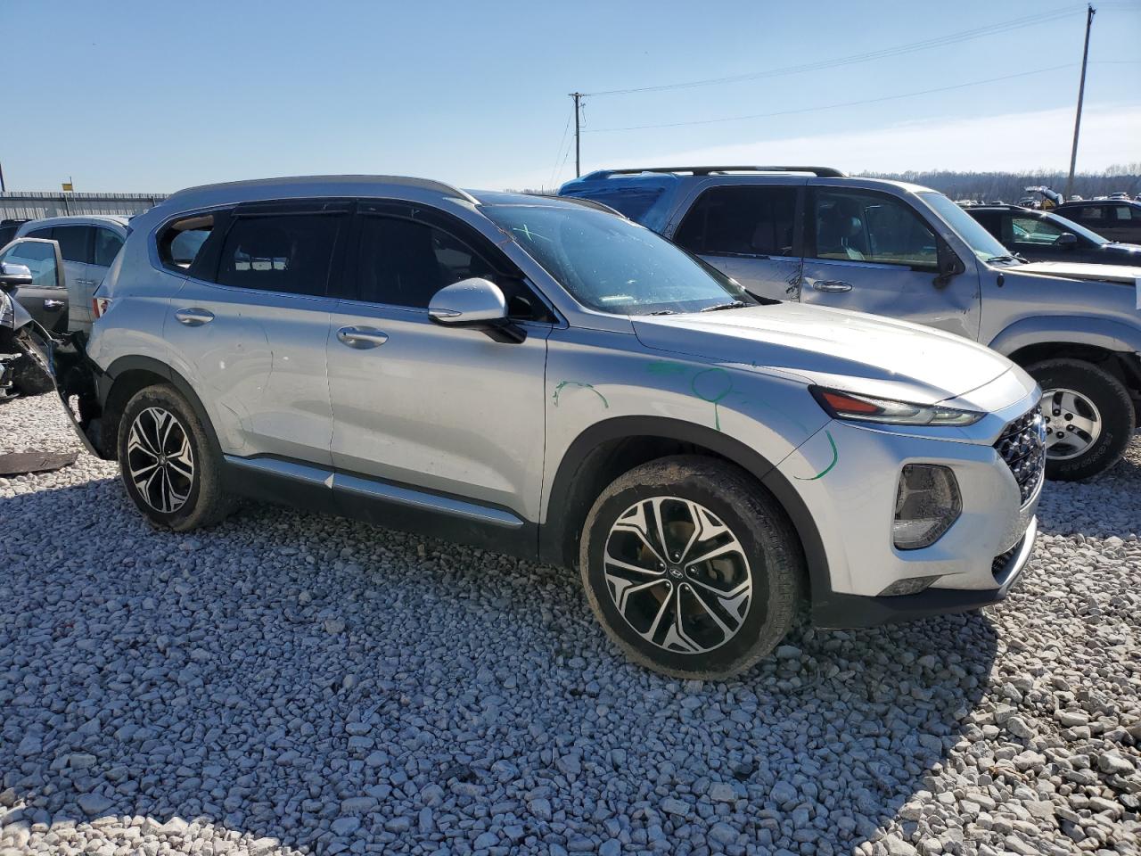 2019 Hyundai Santa Fe VIN 5NMS5CAAXKH021184 Copart auction photo, rear end / side damage thumbnail 4