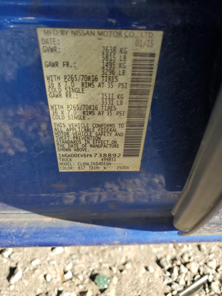 2015 Nissan Navara (Frontier) VIN 1N6AD0EV6FN738892 Copart auction photo, side / front end damage thumbnail 13