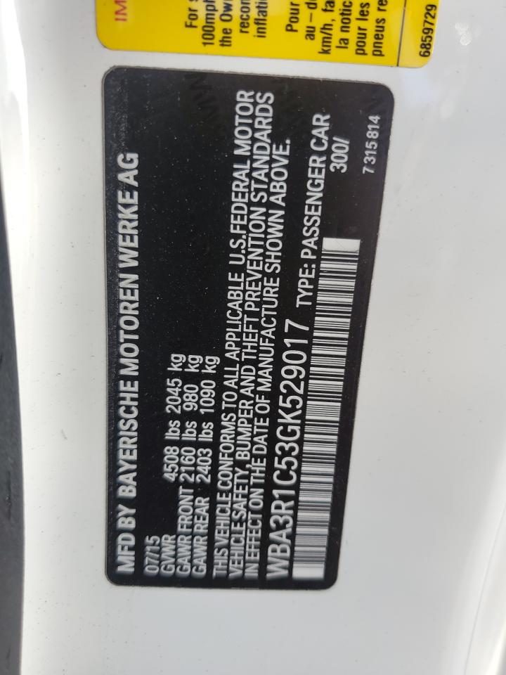 2016 BMW 4er VIN WBA3R1C53GK529017 Copart auction photo, front end damage thumbnail 13