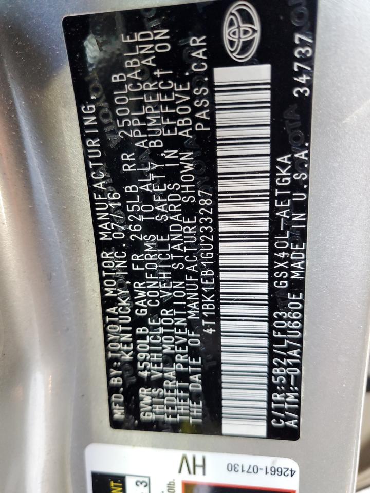 2016 Toyota Avalon VIN 4T1BK1EB1GU233287 Copart auction photo, all over damage thumbnail 12