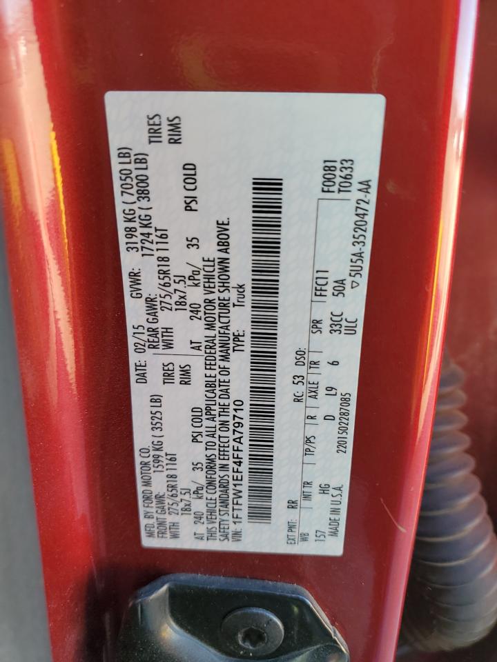 2015 Ford F-150 VIN 1FTFW1EF4FFA79710 Copart auction photo, side damage thumbnail 14