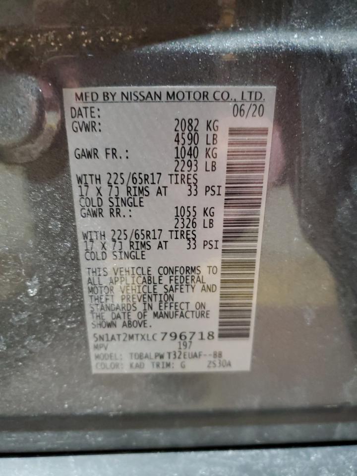 2020 Nissan Rogue VIN 5N1AT2MTXLC796718 Copart auction photo, rear end / minor dent/scratches damage thumbnail 13