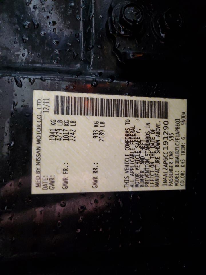 2012 Nissan Altima VIN 1N4AL2AP6CC191290 Copart auction photo, front end damage thumbnail 13