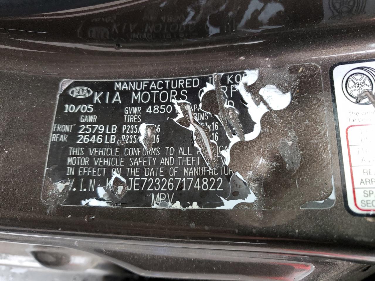 2006 KIA Sportage VIN KNDJE723267174822 Copart auction photo, front end damage thumbnail 15