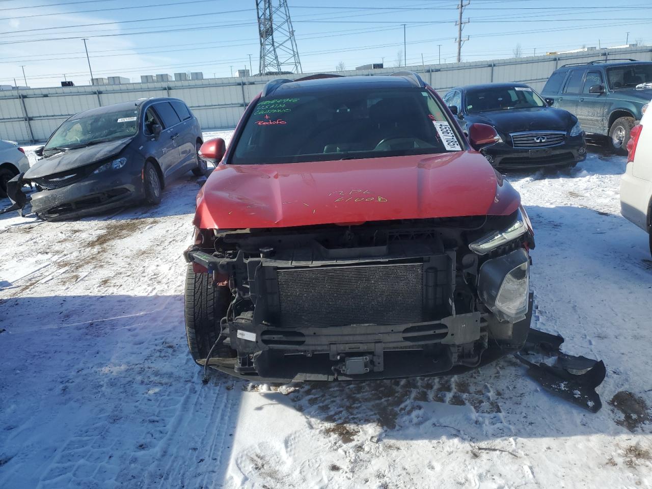 2019 Hyundai Santa Fe VIN 5NMS5CAD5KH075504 Copart auction photo, front end / minor dent/scratches damage thumbnail 5