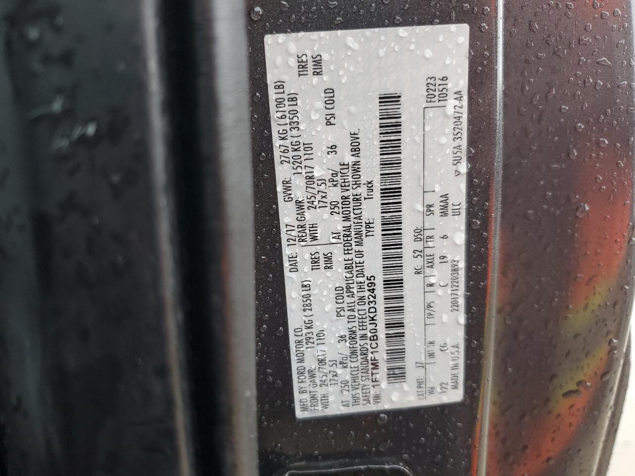 2018 Ford F-150 VIN 1FTMF1CB0JKD32495 Copart auction photo, rollover damage thumbnail 13