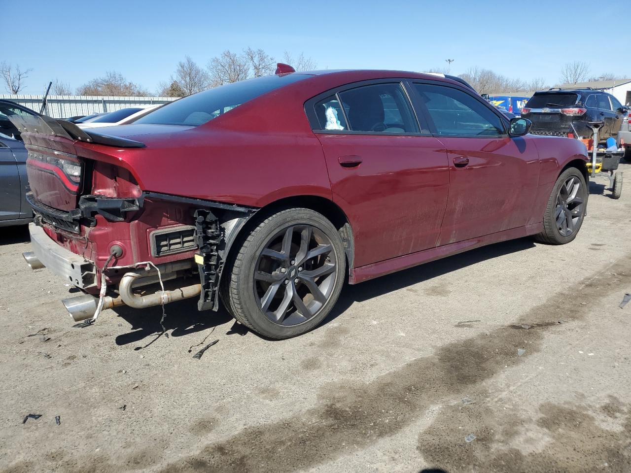 2019 Dodge Charger VIN 2C3CDXHG8KH595632 Copart auction photo, front end / rear end damage thumbnail 3