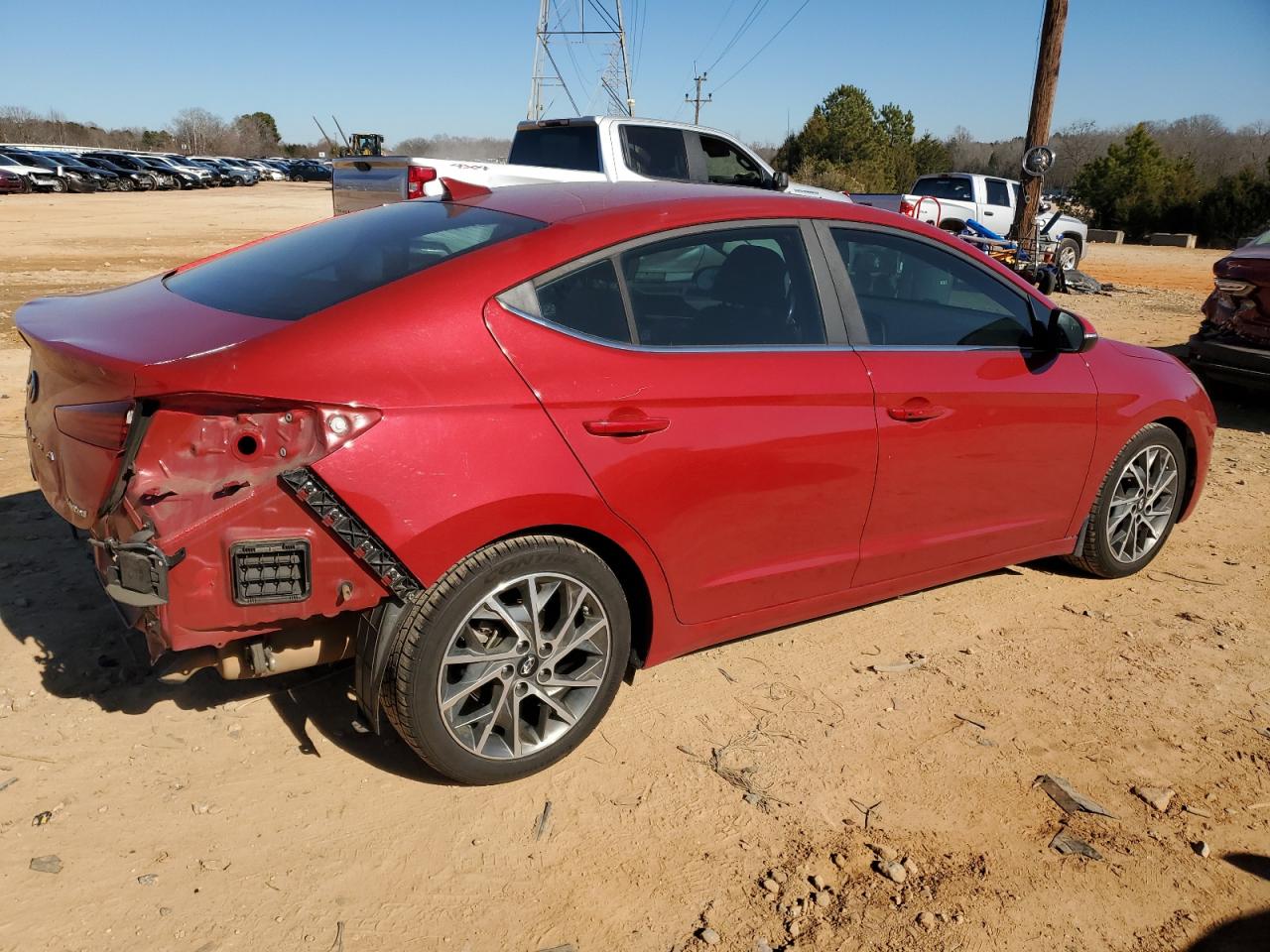 2020 Hyundai Elantra VIN KMHD84LF7LU897442 Copart auction photo, rear end damage thumbnail 3