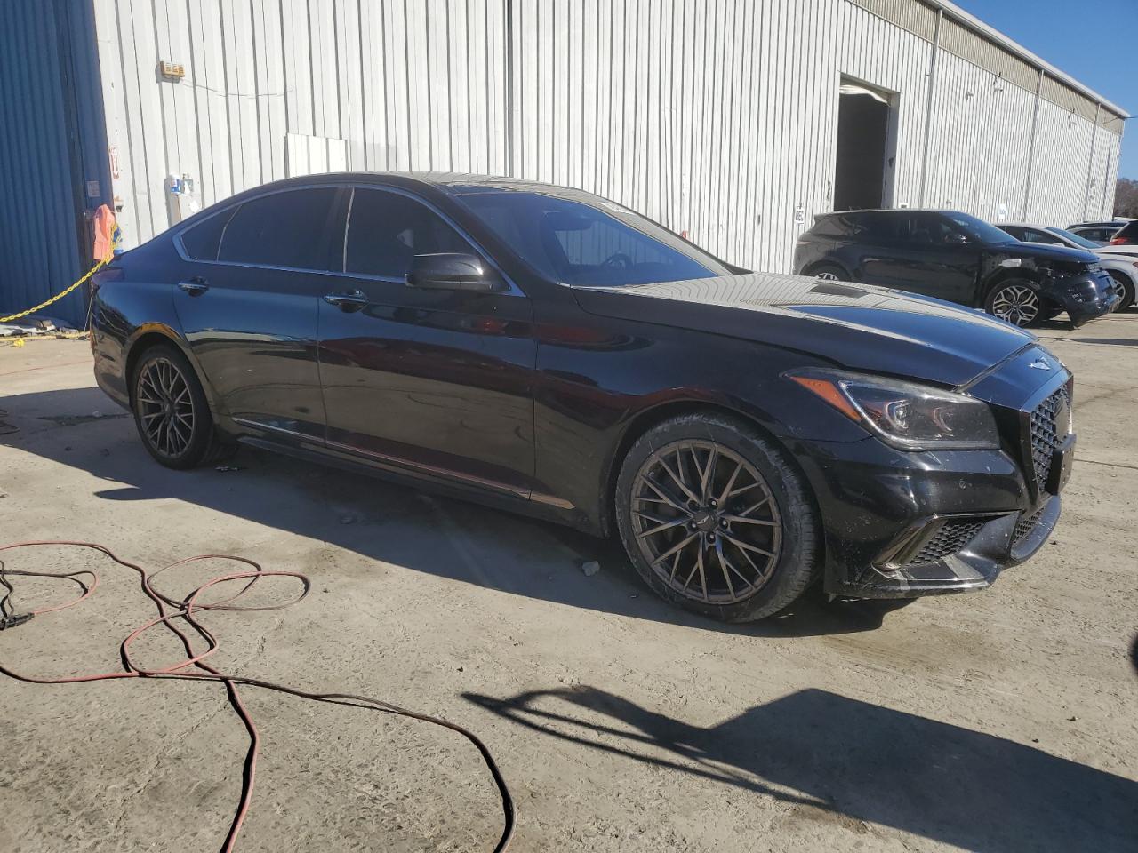 2018 Genesis G80 VIN KMHGN4JB0JU249217 Copart auction photo, front end / rear end damage thumbnail 4