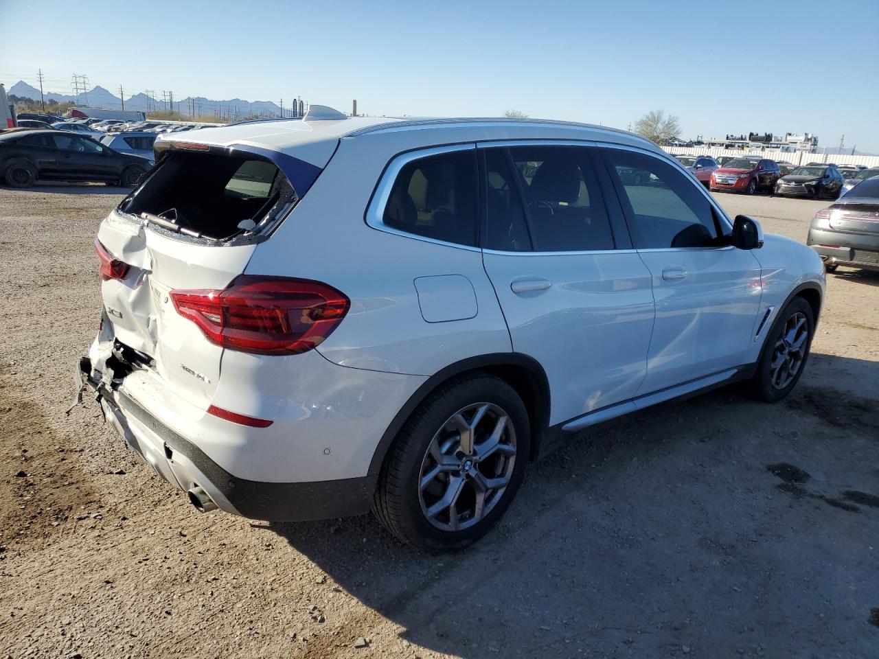 2021 BMW X3 VIN 5UXTS1C04M9D79371 Copart auction photo, front end / rear end damage thumbnail 3