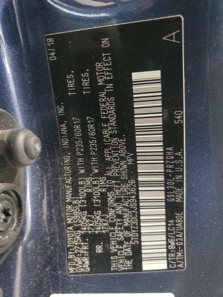 2018 Toyota Sienna VIN 5TDYZ3DC3JS943626 Copart auction photo, rear end damage thumbnail 13
