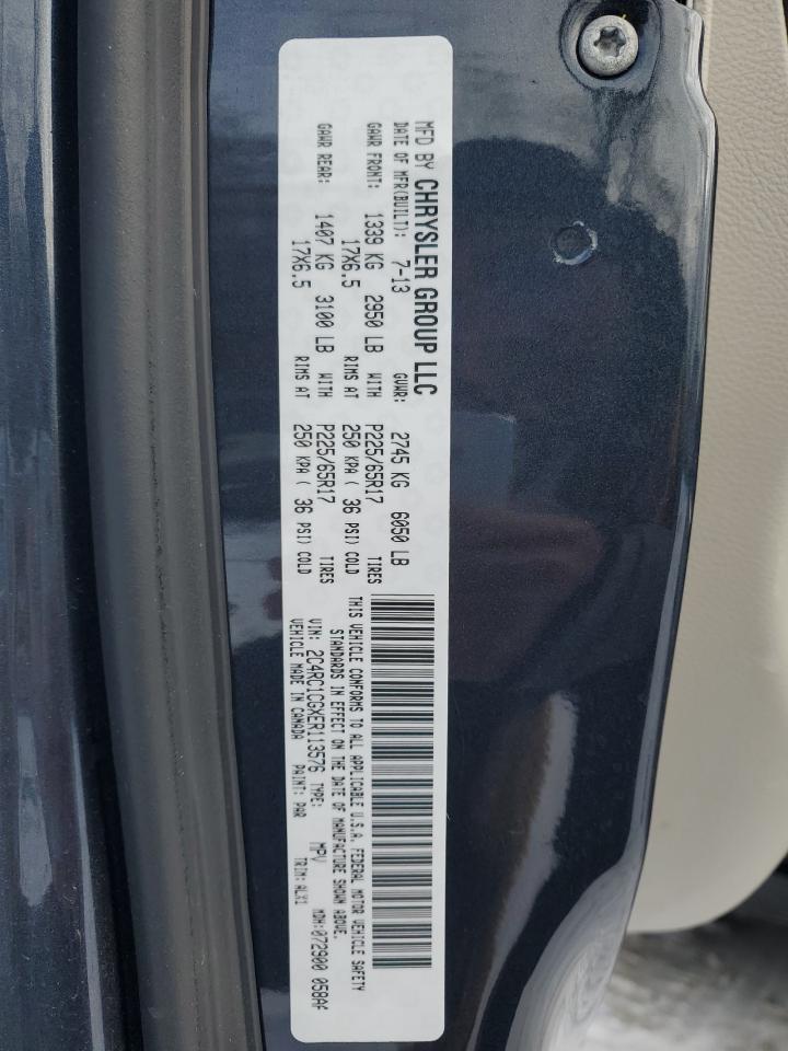 2014 Chrysler Town & Country VIN 2C4RC1CGXER113576 Copart auction photo, front end damage thumbnail 13