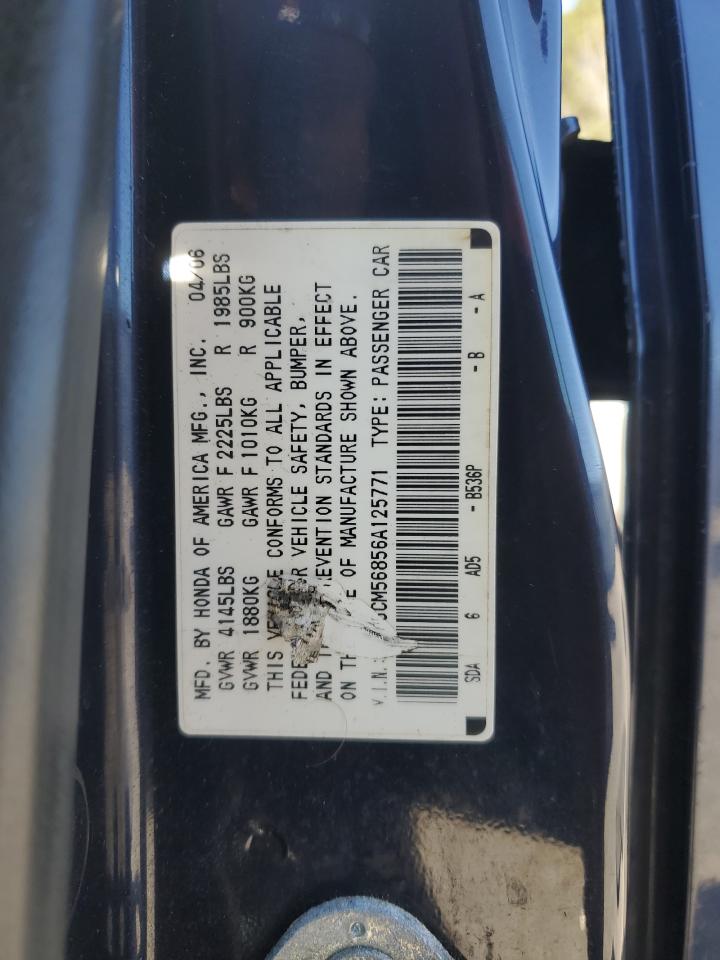 2006 Honda Accord VIN 1HGCM56856A125771 Copart auction photo, front end / undercarriage damage thumbnail 14