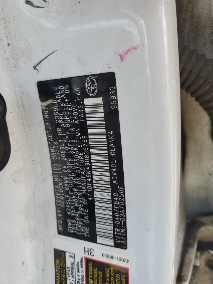 2009 Toyota Camry VIN 4T1BE46K49U839788 Copart auction photo, front end damage thumbnail 12