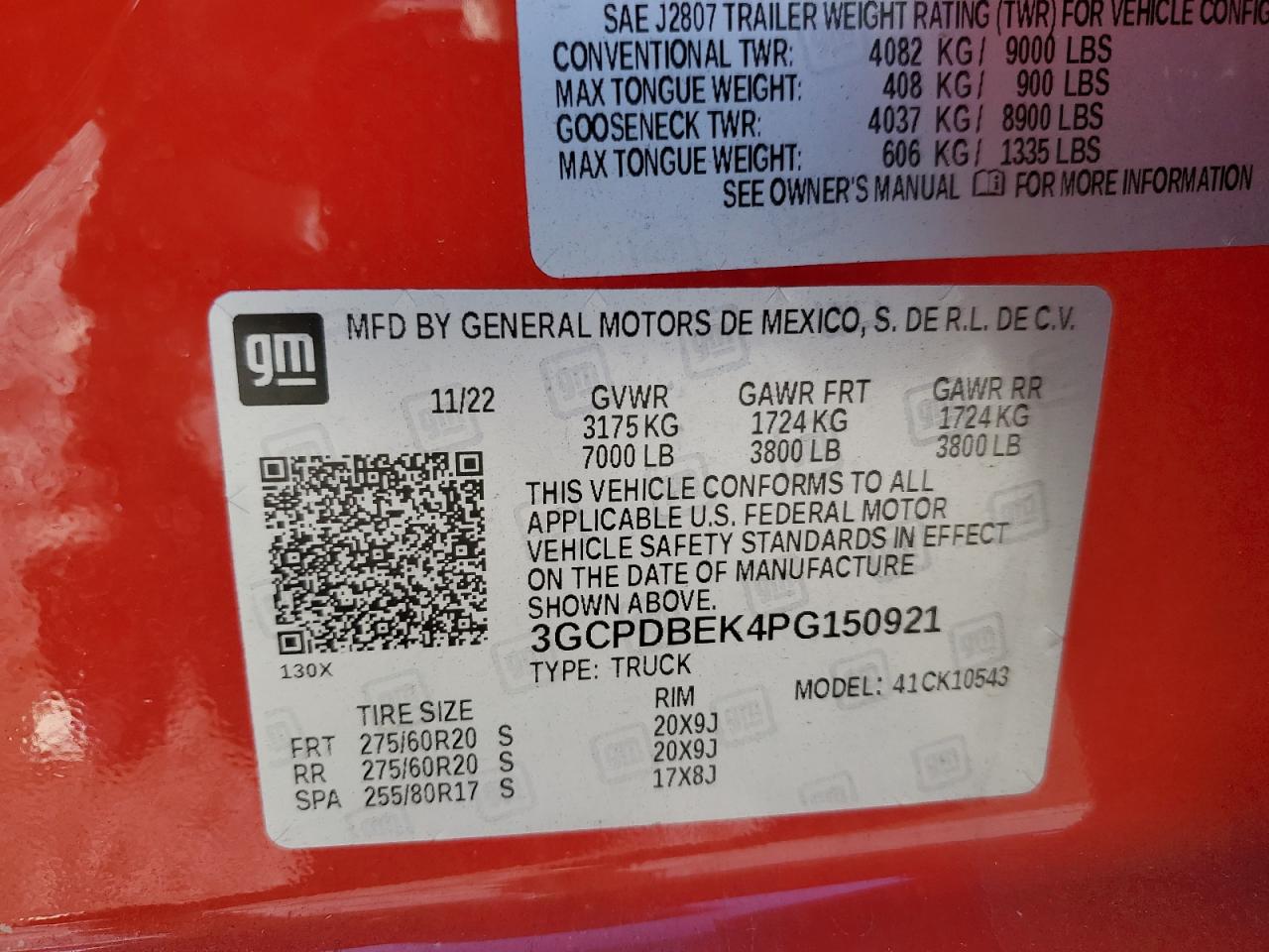 2023 Chevrolet Silverado VIN 3GCPDBEK4PG150921 Copart auction photo, front end damage thumbnail 14