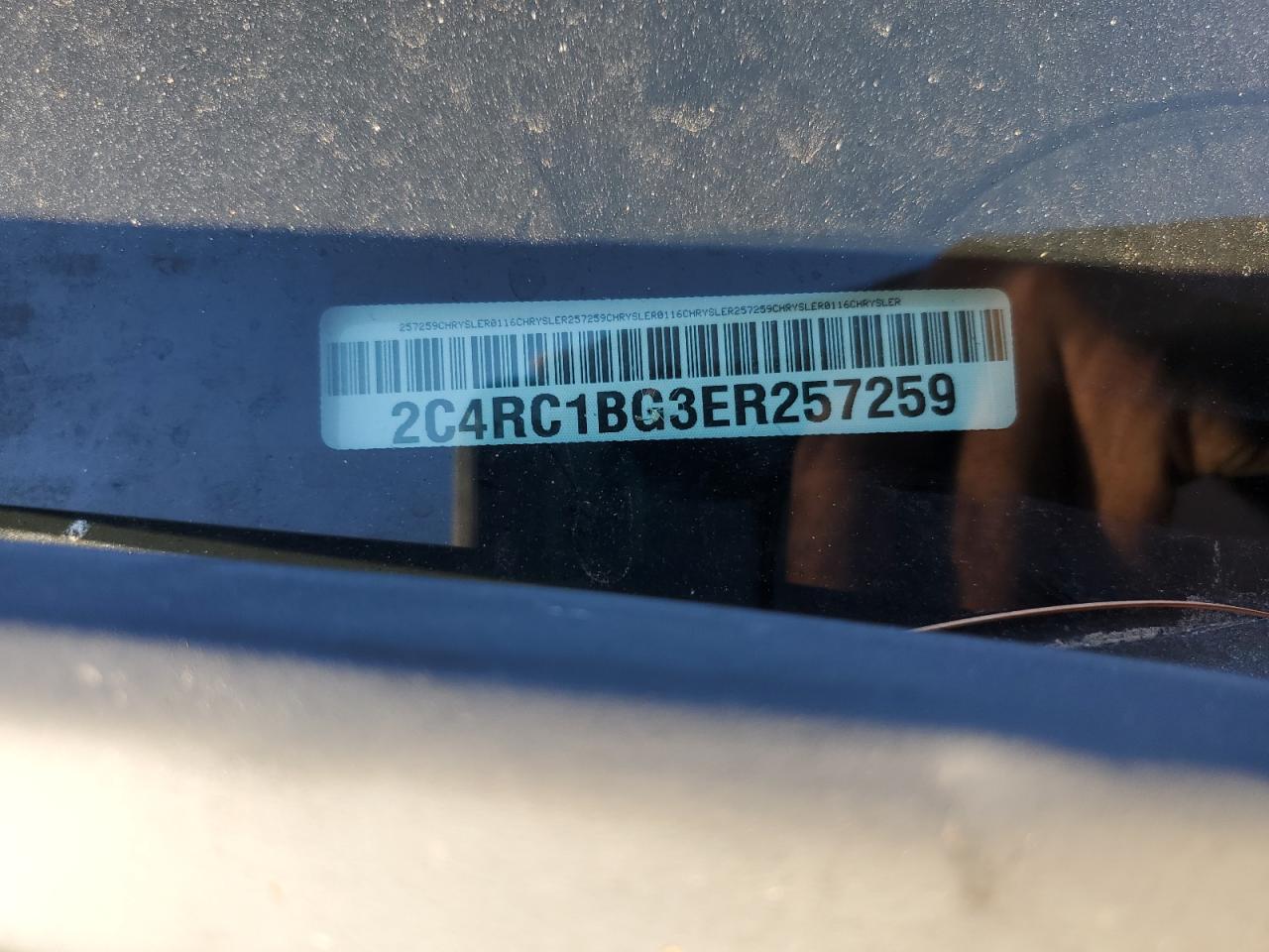 2014 Chrysler Town & Country VIN 2C4RC1BG3ER257259 Copart auction photo, front end / side damage thumbnail 14