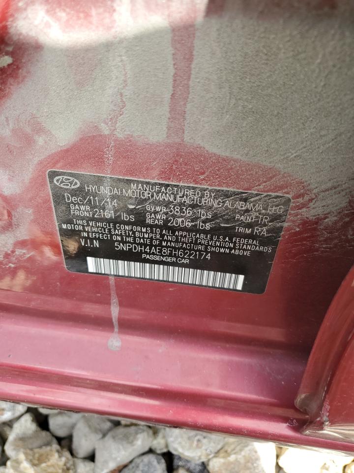 2015 Hyundai Elantra VIN 5NPDH4AE8FH622174 Copart auction photo, all over damage thumbnail 14