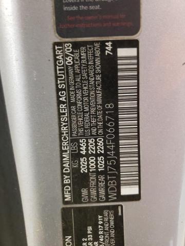 2004 Mercedes-Benz CLK-klasse VIN WDBTJ75J44F066718 Copart auction photo, hail / minor dent/scratches damage thumbnail 12
