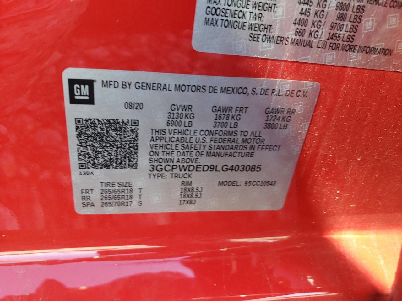 2020 Chevrolet Silverado VIN 3GCPWDED9LG403085 Copart auction photo, front end damage thumbnail 13
