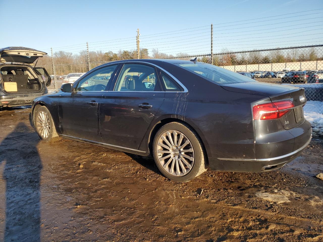 2015 Audi A8 VIN WAUJGAFD4FN028750 Copart auction photo, undercarriage / rear end damage thumbnail 2