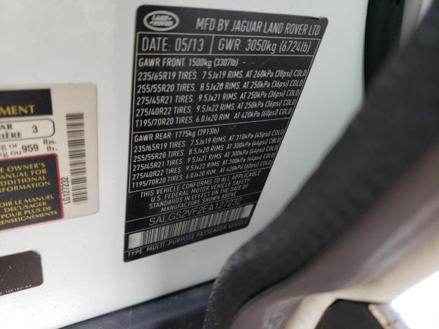 2014 Land Rover Range Rover VIN SALGS2VF2EA127232 Copart auction photo, front end / side damage thumbnail 13