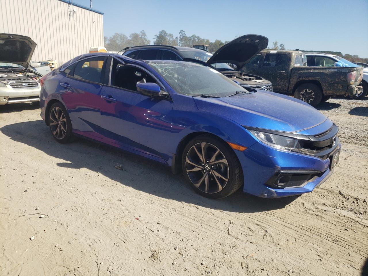 2019 Honda Civic VIN 2HGFC2F86KH566545 Copart auction photo, top/roof damage thumbnail 4