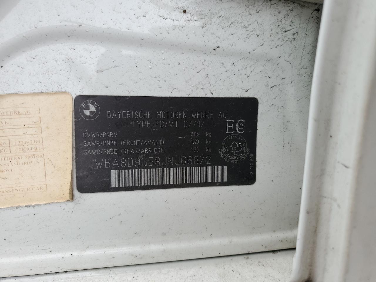 2018 BMW 3er VIN WBA8D9G58JNU66872 Copart auction photo, front end / rear end damage thumbnail 14
