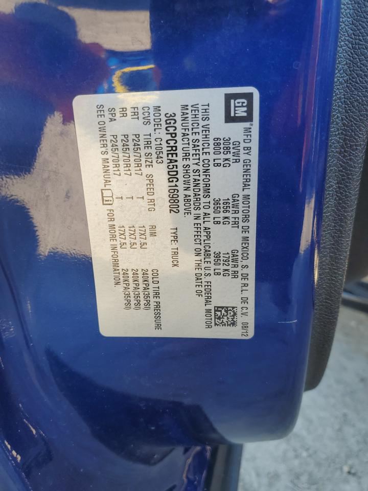 2013 Chevrolet Silverado VIN 3GCPCREA5DG169802 Copart auction photo, rear end damage thumbnail 12