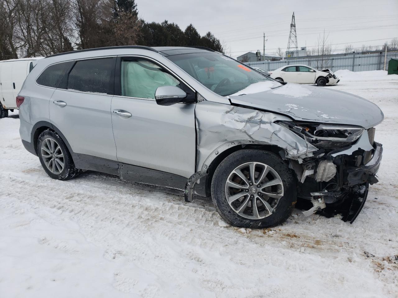 2018 Hyundai Santa Fe VIN KM8SNDHF2JU263137 Copart auction photo, front end / side damage thumbnail 4