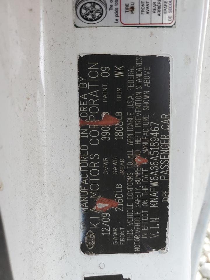 2010 KIA Forte VIN KNAFW6A36A5189467 Copart auction photo, front end / rear end damage thumbnail 12