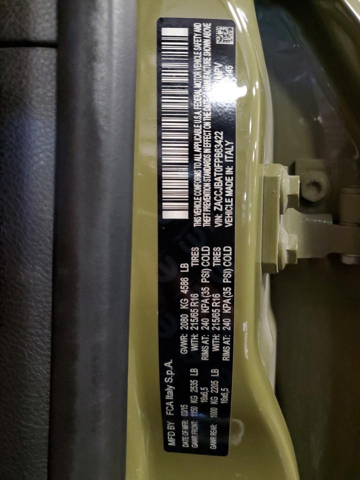 2015 Jeep Renegade VIN ZACCJBAT0FPB63422 Copart auction photo, front end damage thumbnail 13