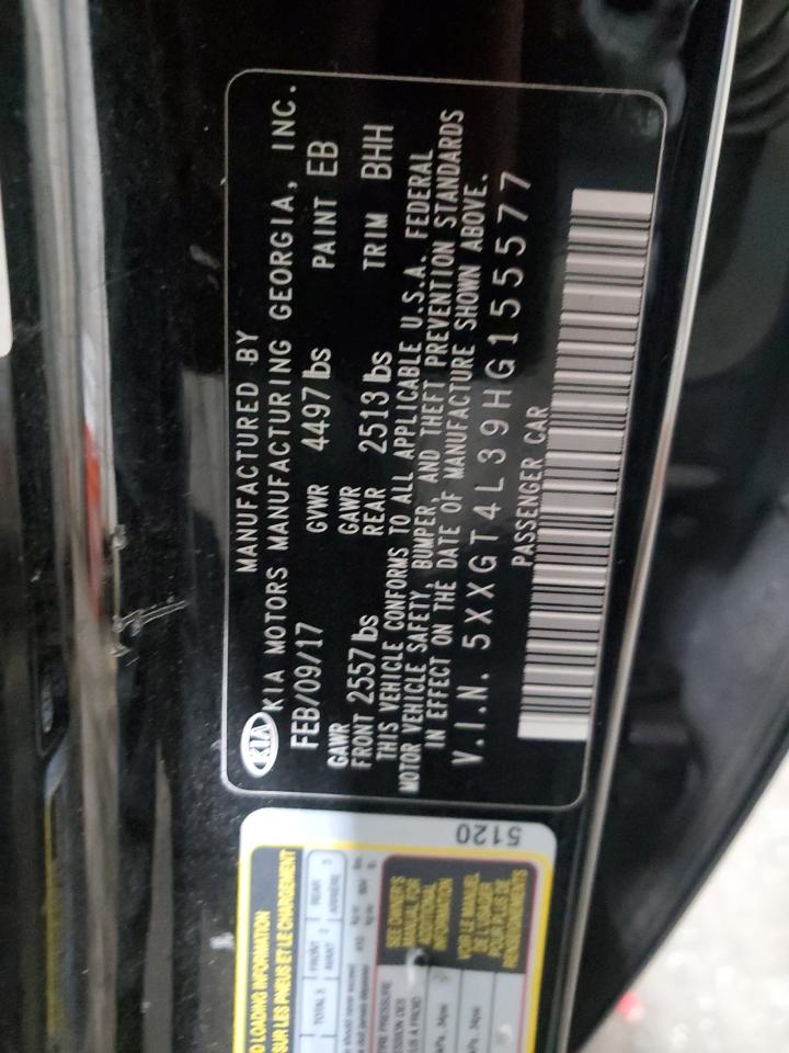 2017 KIA Optima VIN 5XXGT4L39HG155577 Copart auction photo, vandalism / front end damage thumbnail 13
