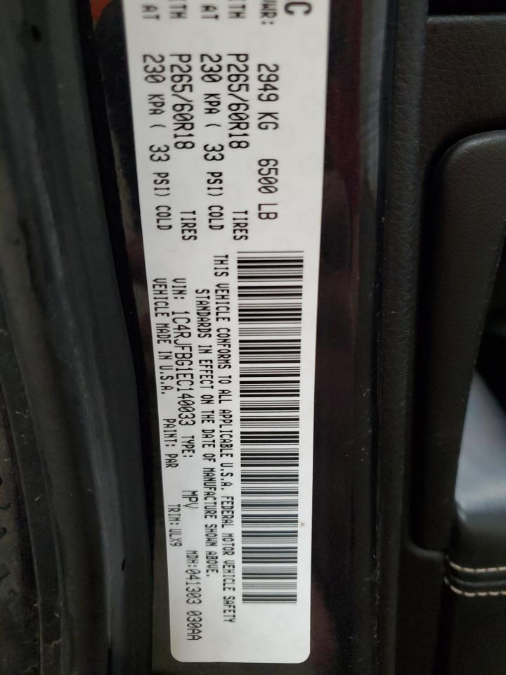 2014 Jeep Grand Cherokee VIN 1C4RJFBG1EC140033 Copart auction photo, front end / minor dent/scratches damage thumbnail 13