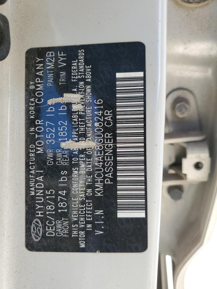 2016 Hyundai Accent VIN KMHCU4AE8GU082416 Copart auction photo, mechanical / minor dent/scratches damage thumbnail 12