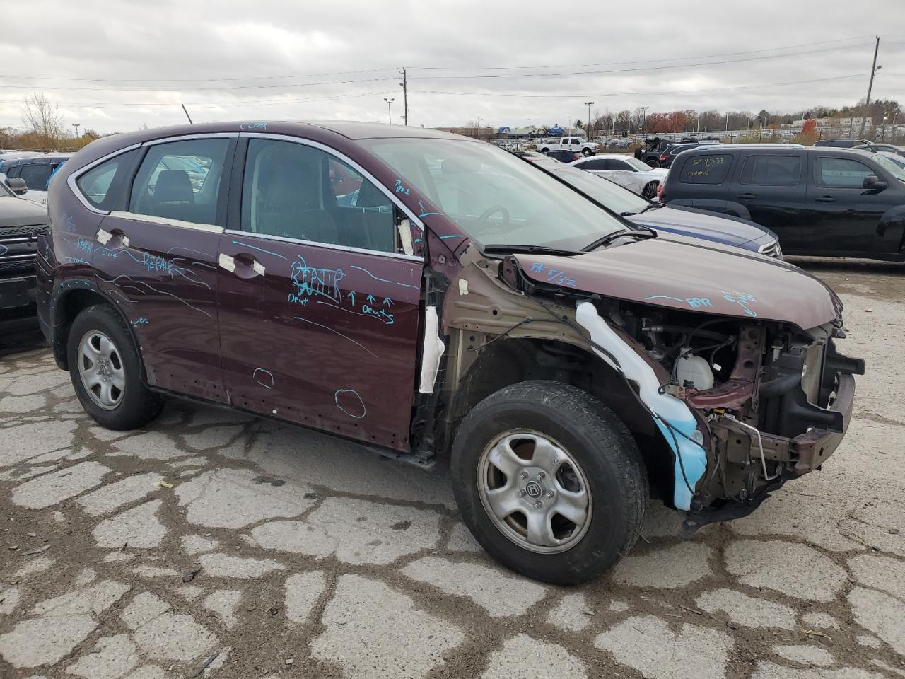 2014 Honda CR-V VIN 5J6RM4H39EL010575 Copart auction photo, front end / side damage thumbnail 4