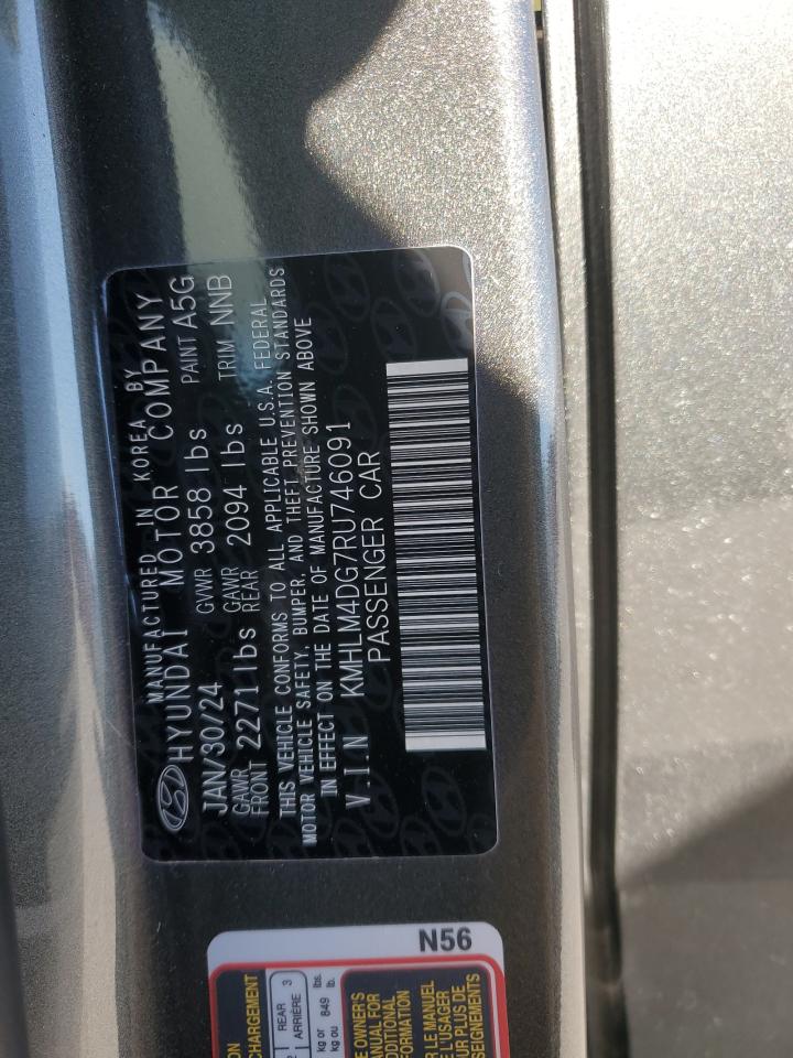 2024 Hyundai Elantra VIN KMHLM4DG7RU746091 Copart auction photo, side / front end damage thumbnail 12