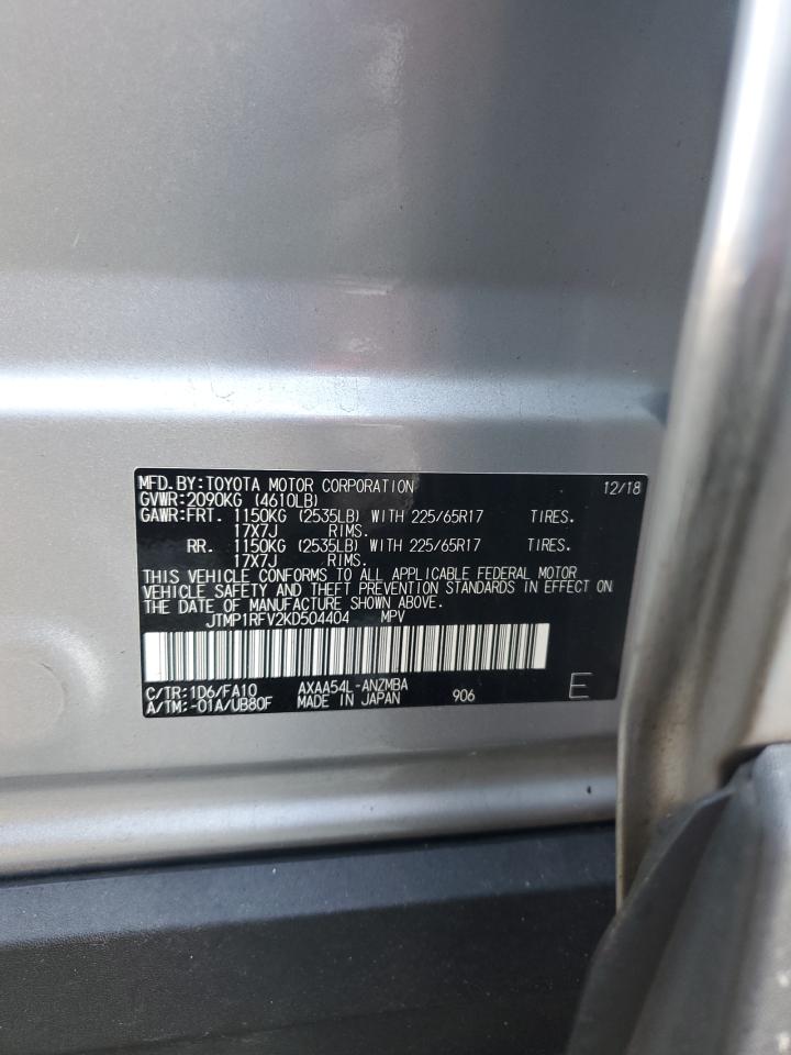 2019 Toyota RAV 4 VIN JTMP1RFV2KD504404 Copart auction photo, front end damage thumbnail 13