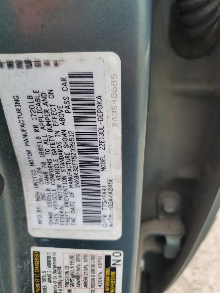 2005 Toyota Corolla VIN 1NXBR32E75Z399512 Copart auction photo, rear end damage thumbnail 12