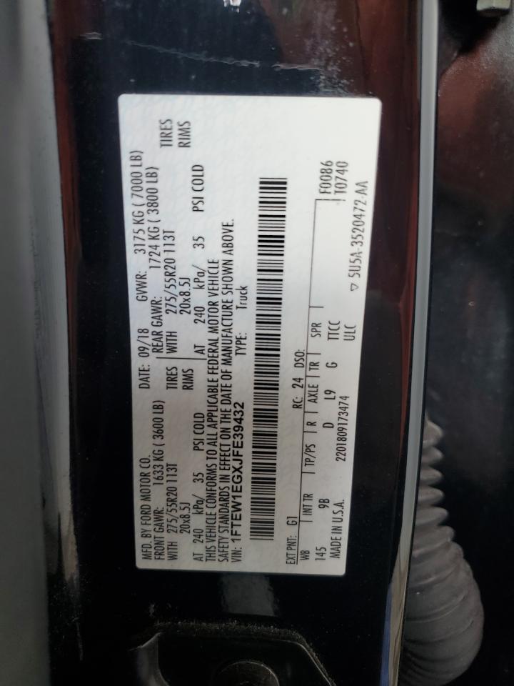 2018 Ford F-150 VIN 1FTEW1EGXJFE39432 Copart auction photo, rear end / minor dent/scratches damage thumbnail 13