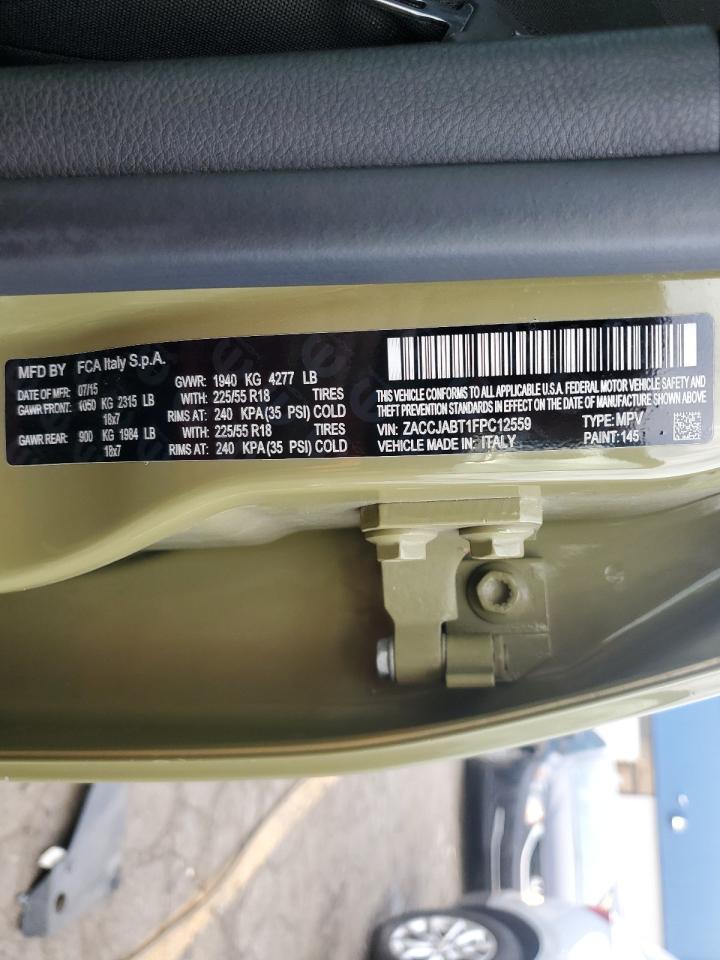2015 Jeep Renegade VIN ZACCJABT1FPC12559 Copart auction photo, front end / mechanical damage thumbnail 13
